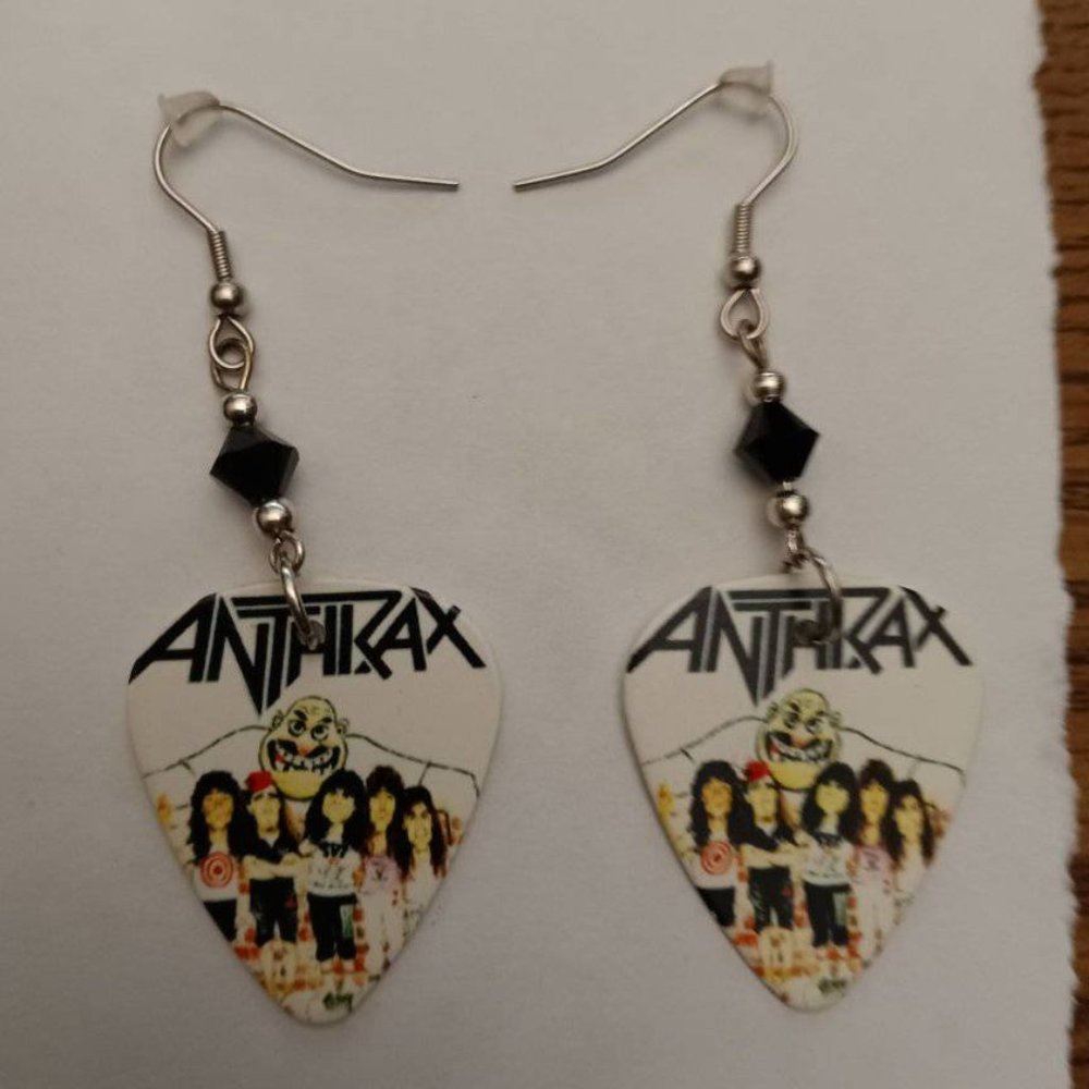 ANTHRAX GROUP GUITAR PICK EARRINGS